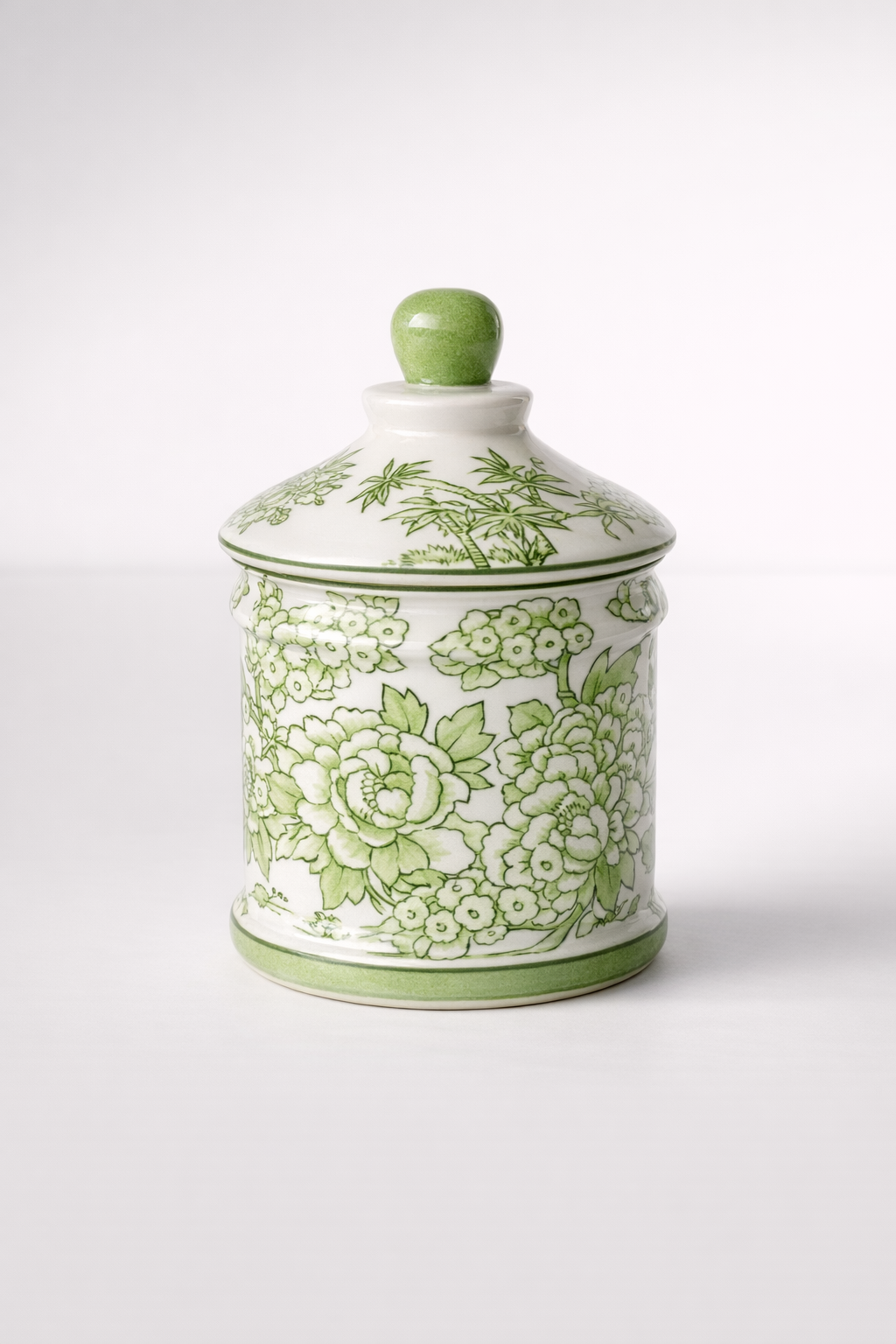 Small Lime Green Floral Jar With Lid