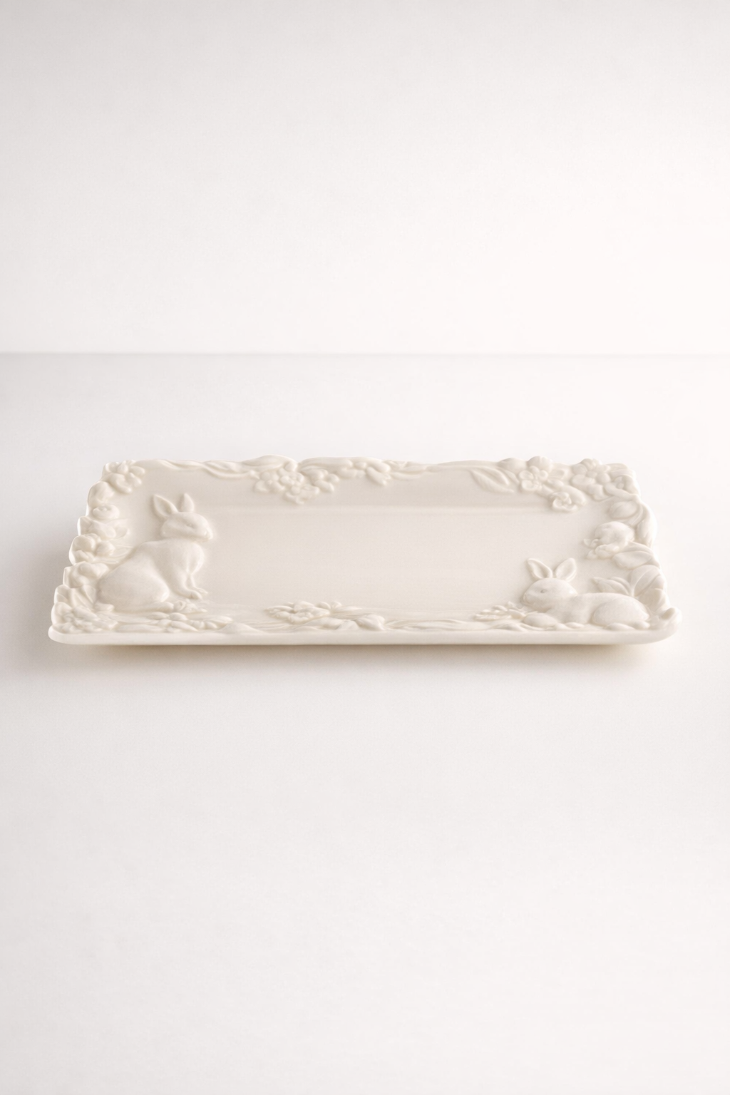 Ceramic Oblong Bunny Embossed Tray