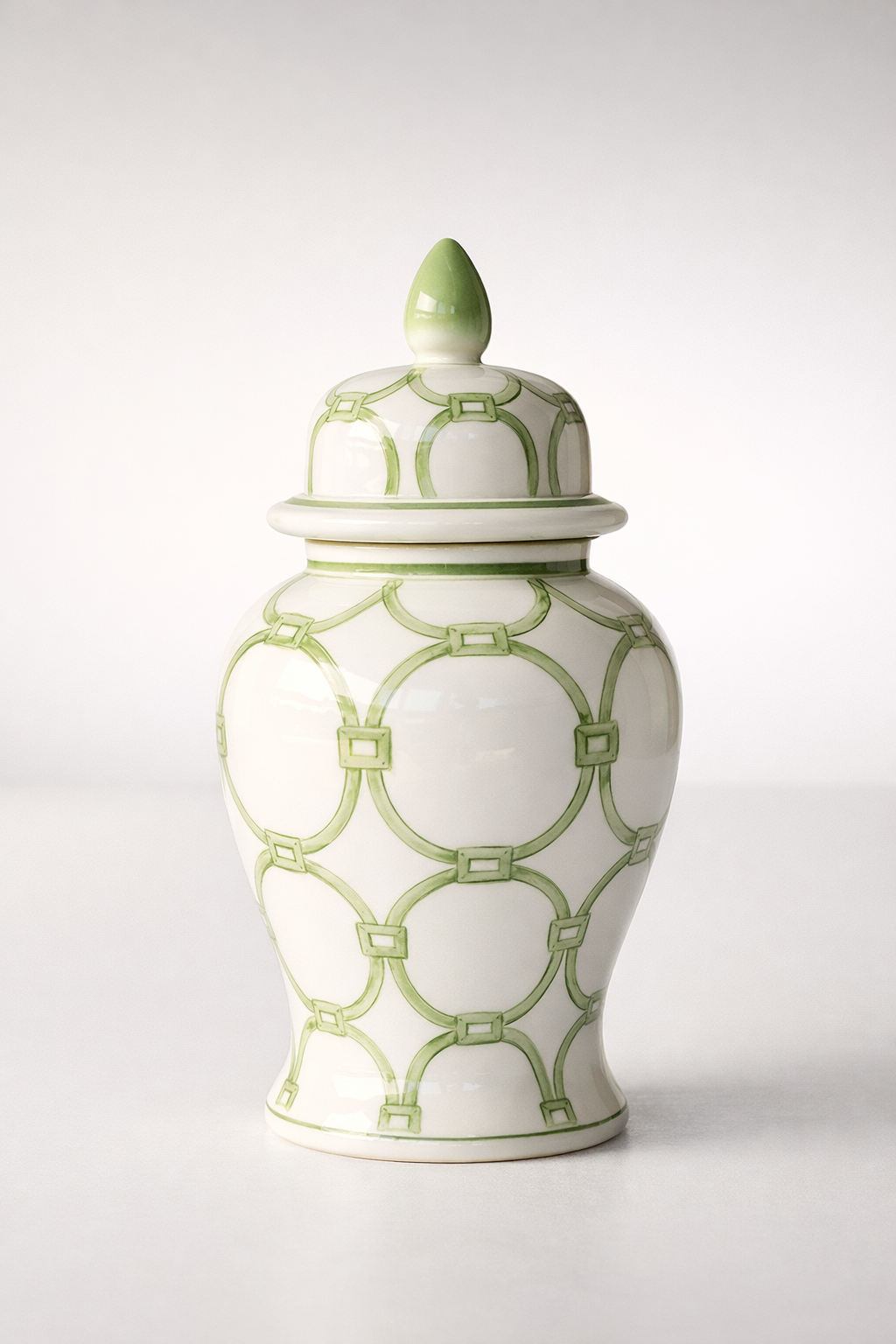 Medium Green & White Circles Ginger Jar