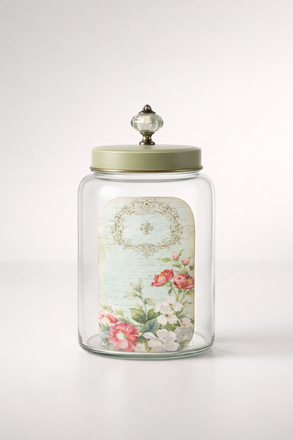 Round Glass Jar With Green Porcelain Lid