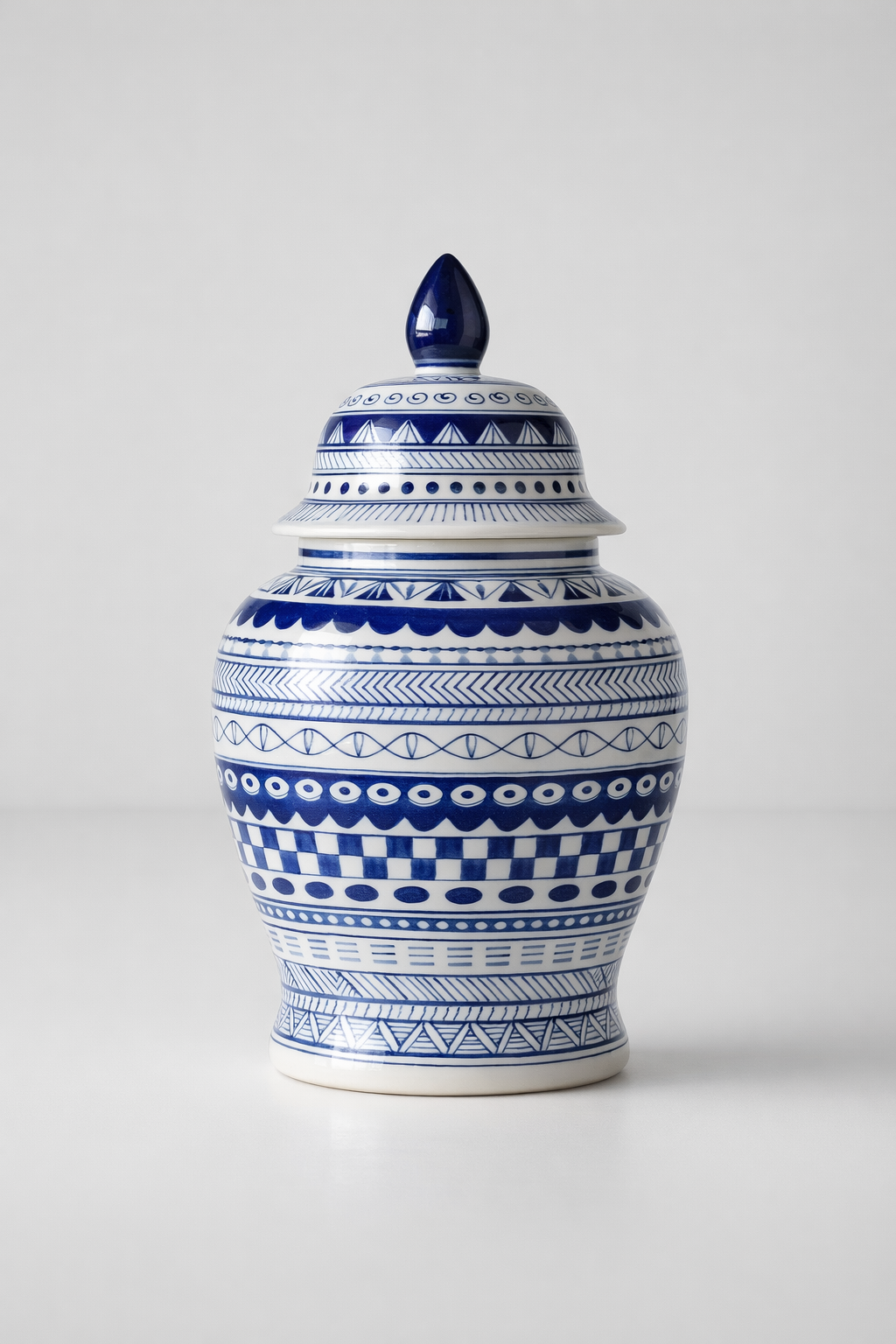 Blue Stripe Ginger Jar