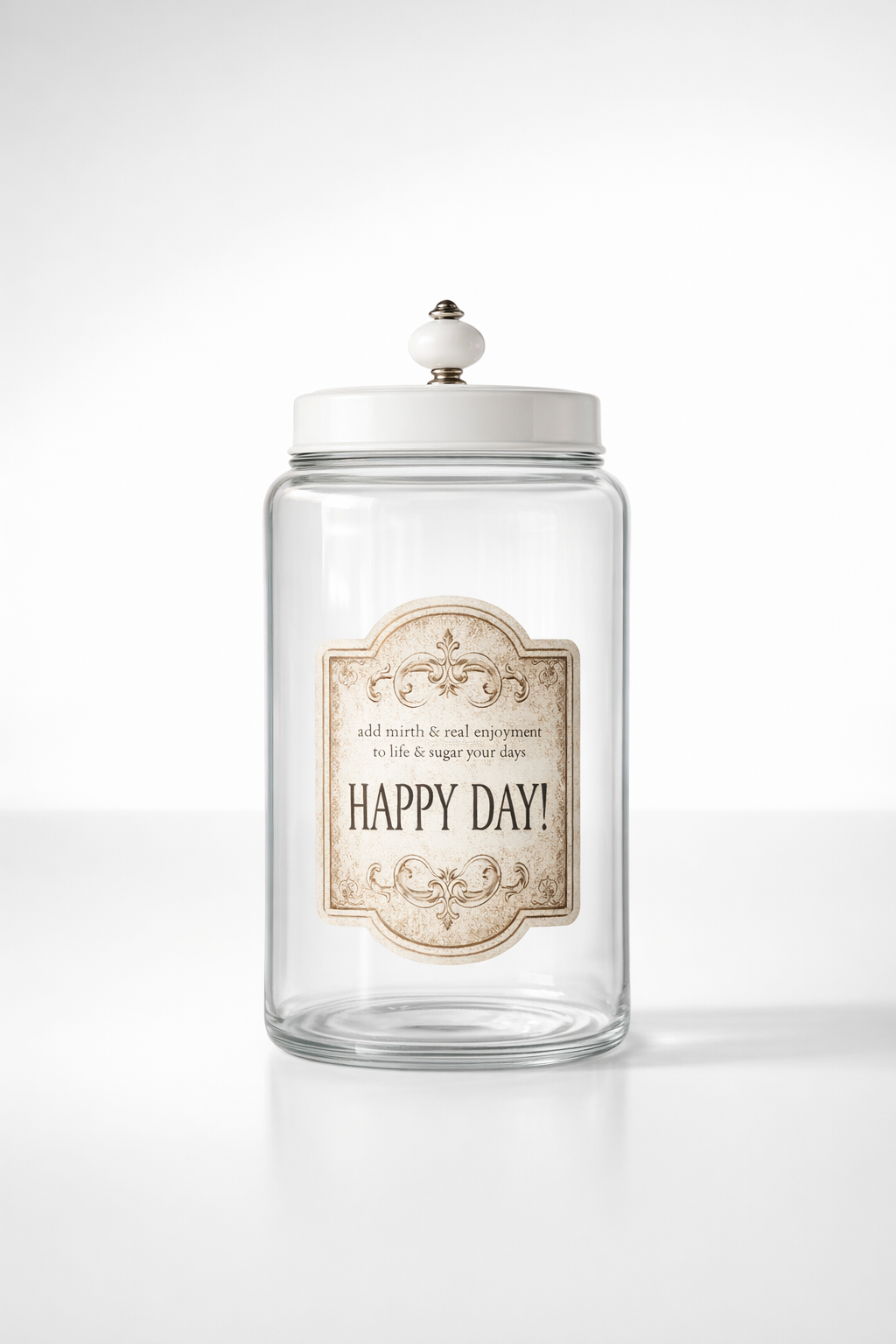 Tall Glass Jar 'Happy Day'