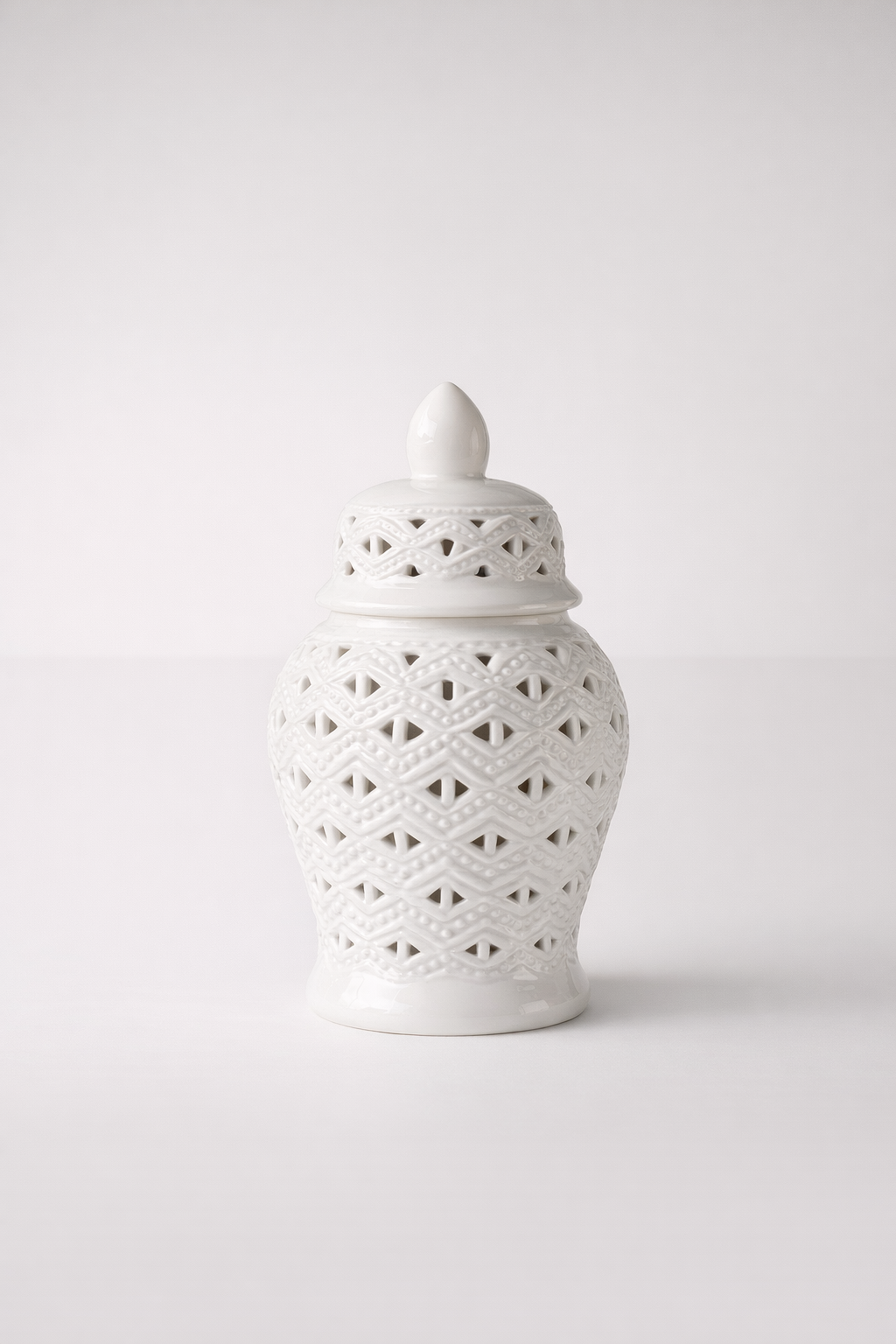 Medium White Cut-Out Ginger Jar