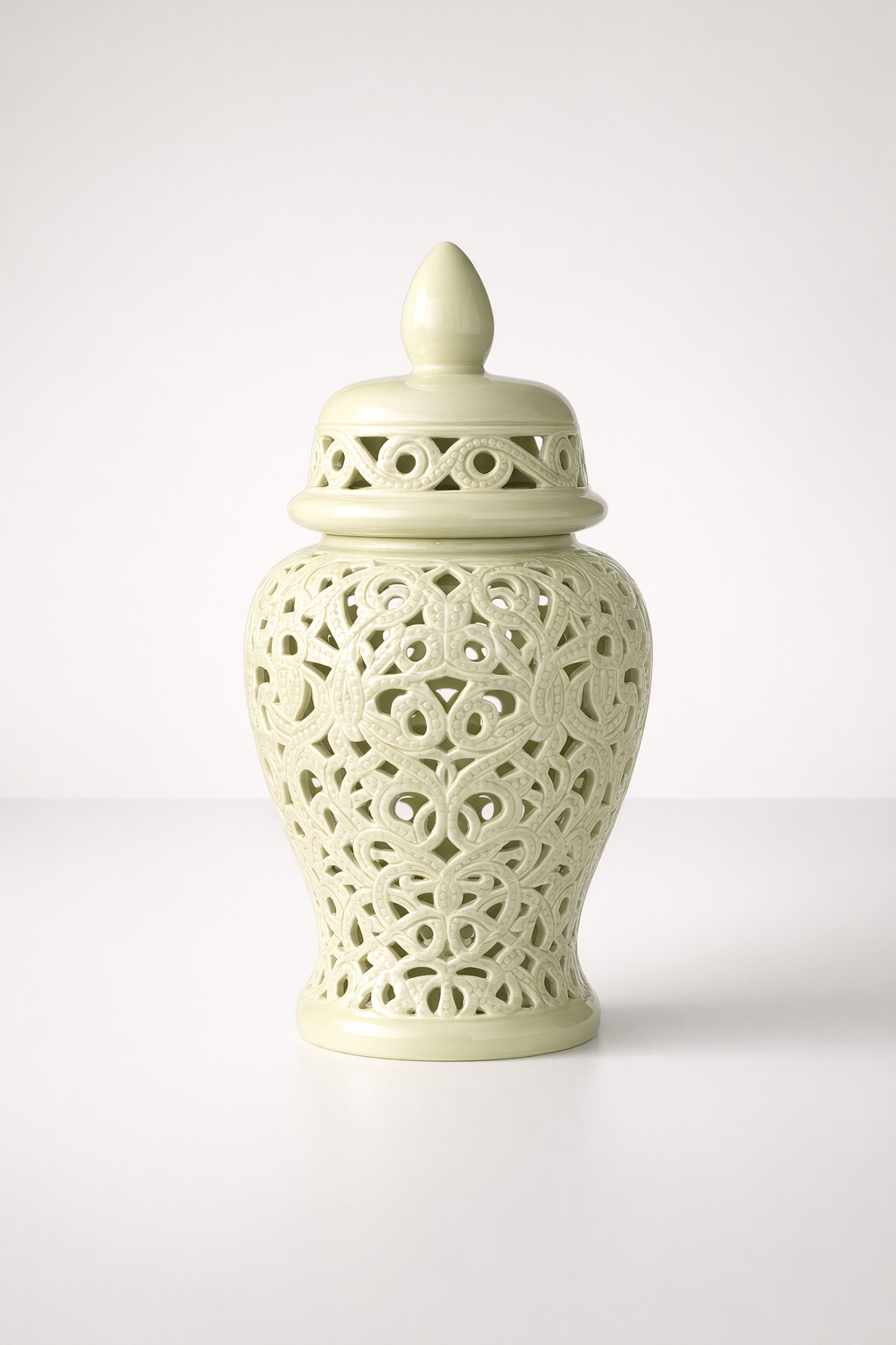 Extra Large Pale Green Cut Out Ginger Jar