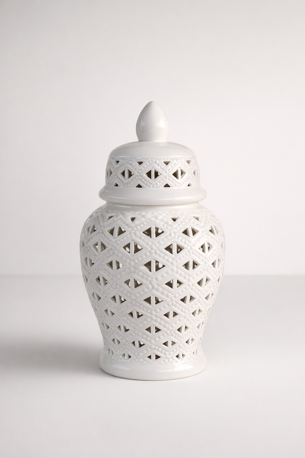 Large White Cut-Out Ginger Jar