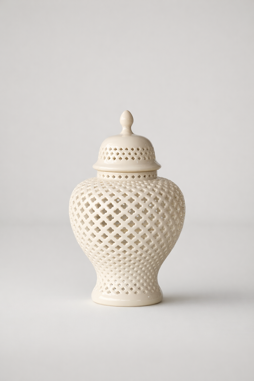 Medium White Cut-Out Ginger Jar