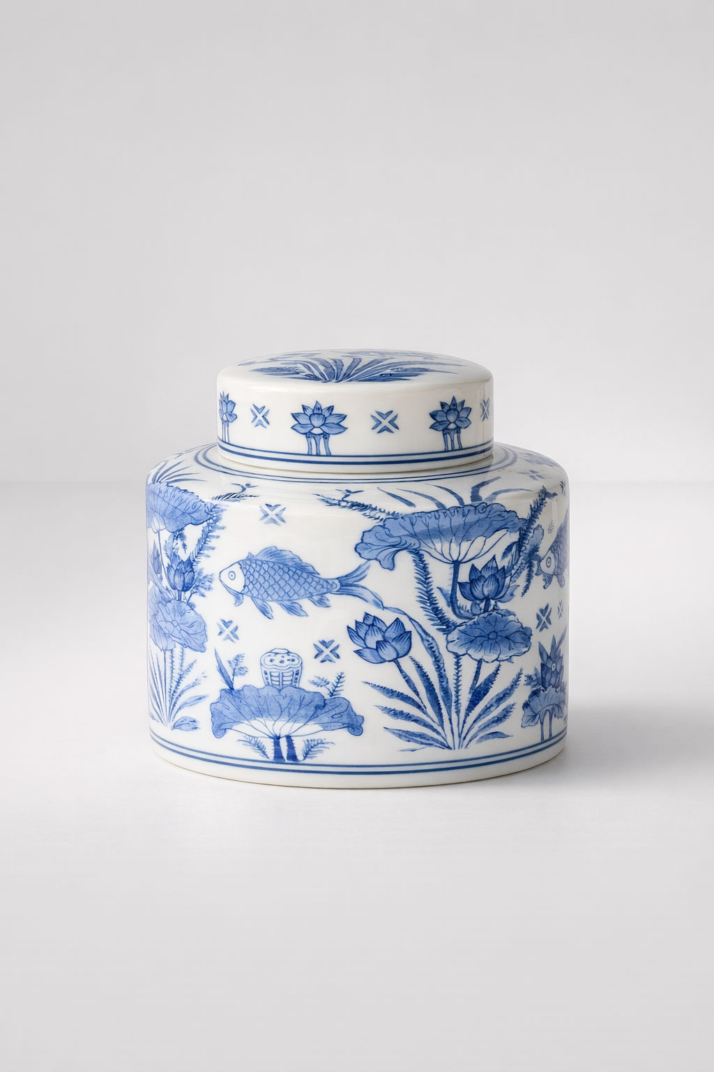 Blue Fish Jar With Lid