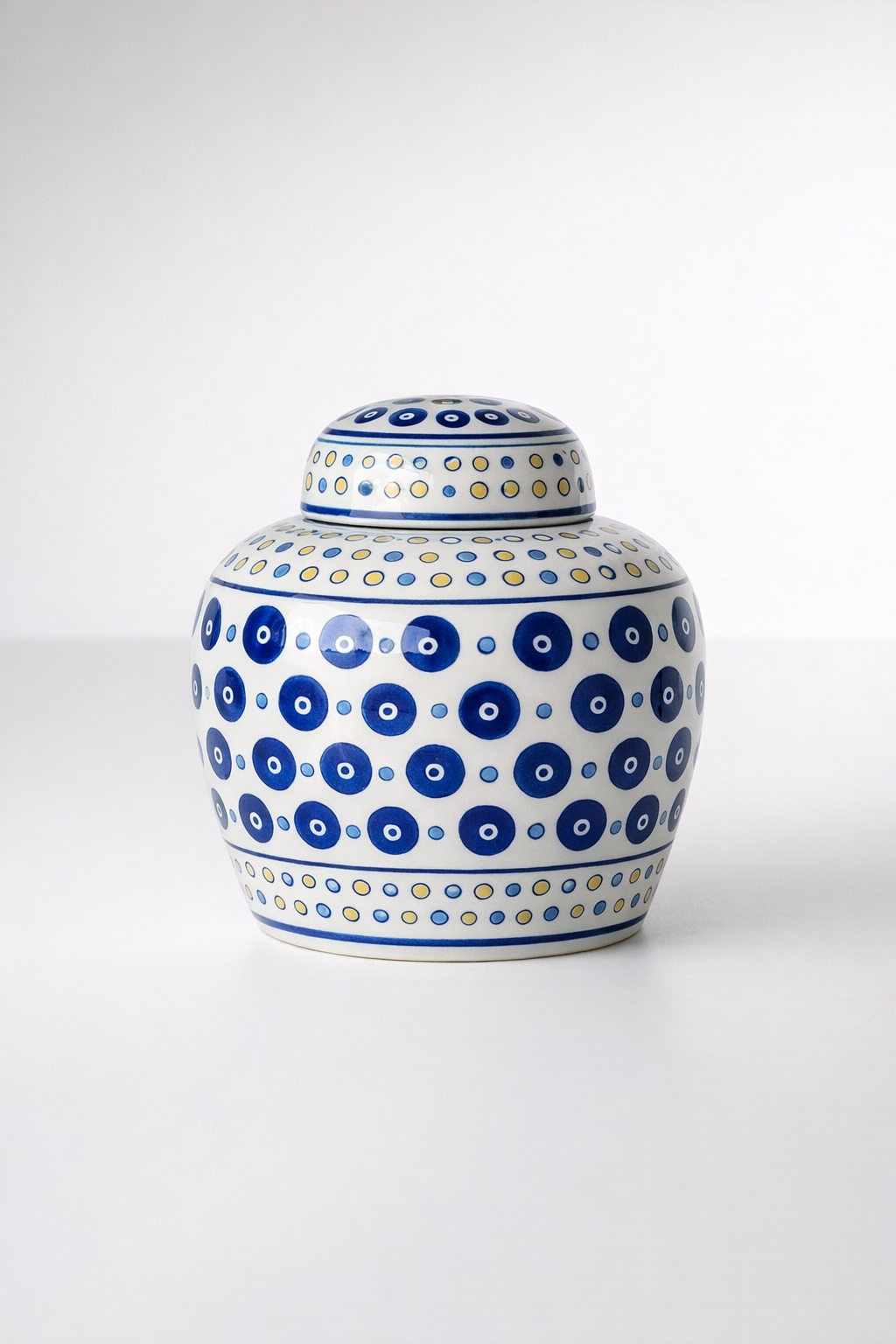Blue & Yellow Spotted Round Jar