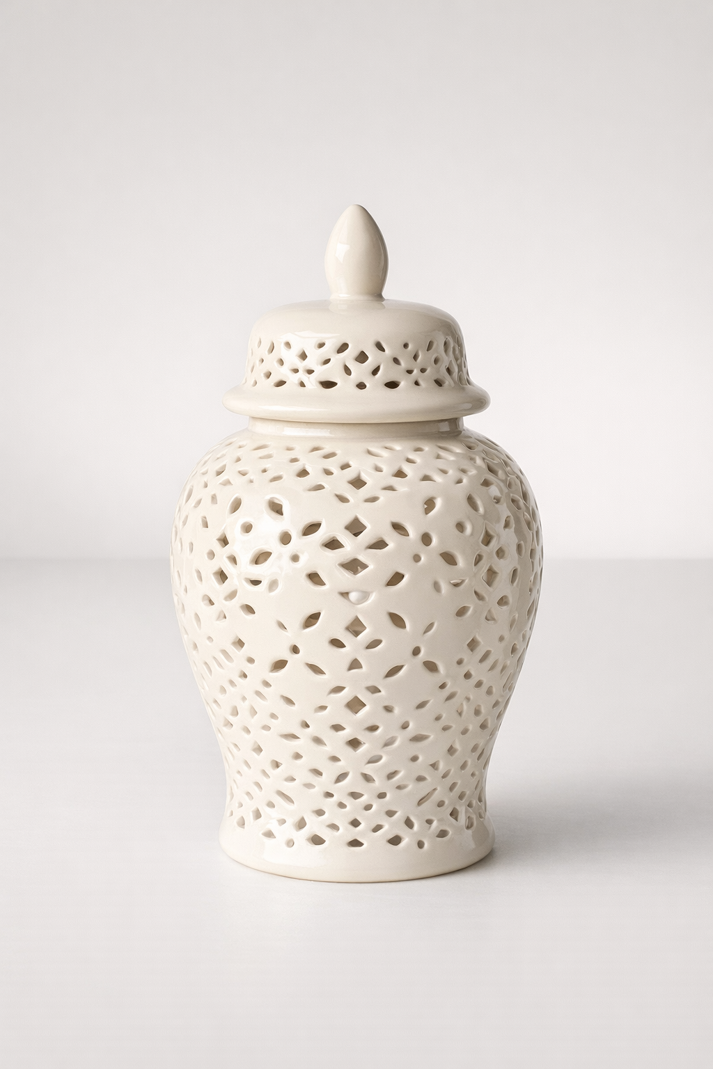 White Cutout Ginger Jar