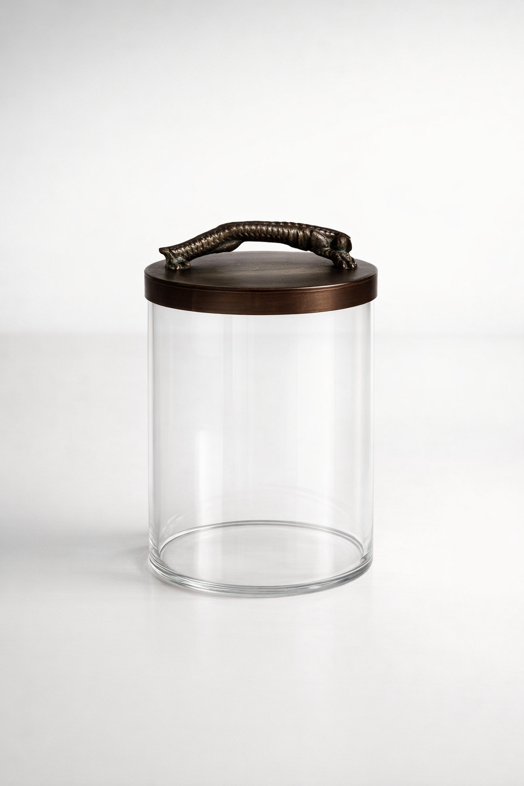 Glass Jar With Metal Leopard Lid