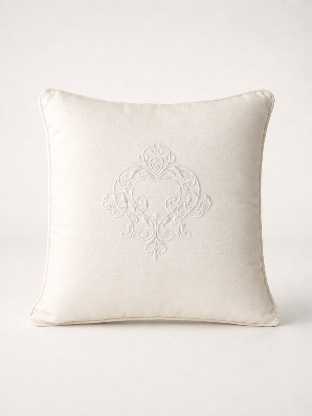 White Linen Monogram Cushion