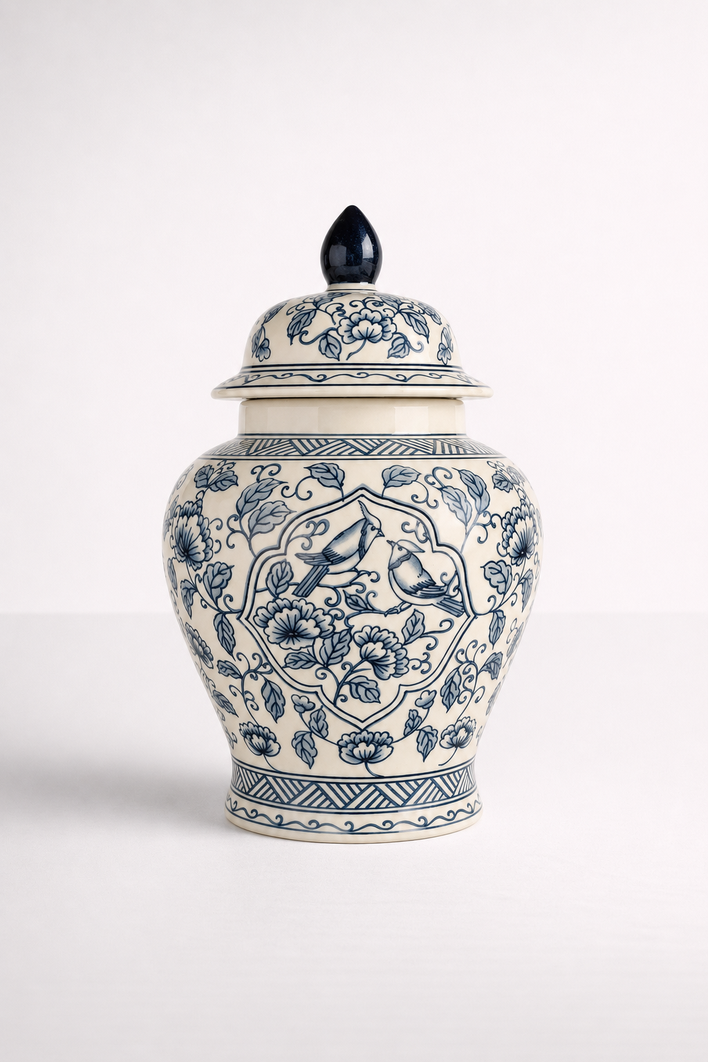 Large Blue Bird Ginger Jar