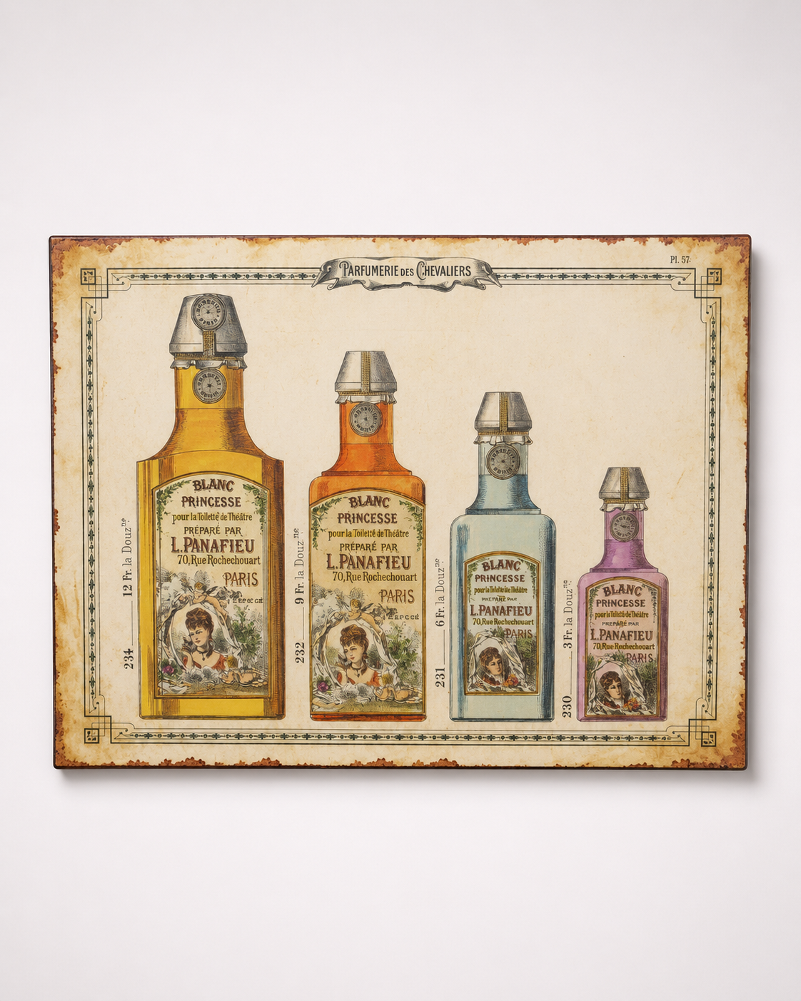 4 Bottles Perfume Tin Plaque
