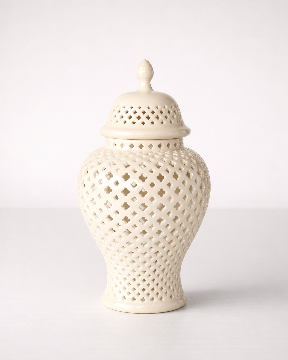 Small White Cut-Out Ginger Jar