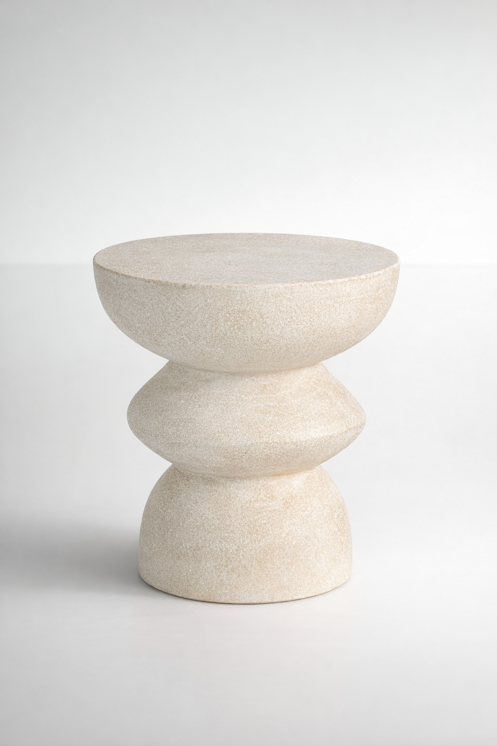 White Cement Look Circle Table
