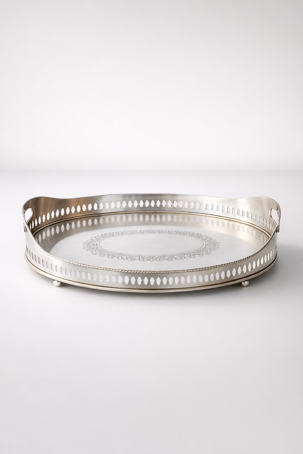 Large Oval Pewter Tray