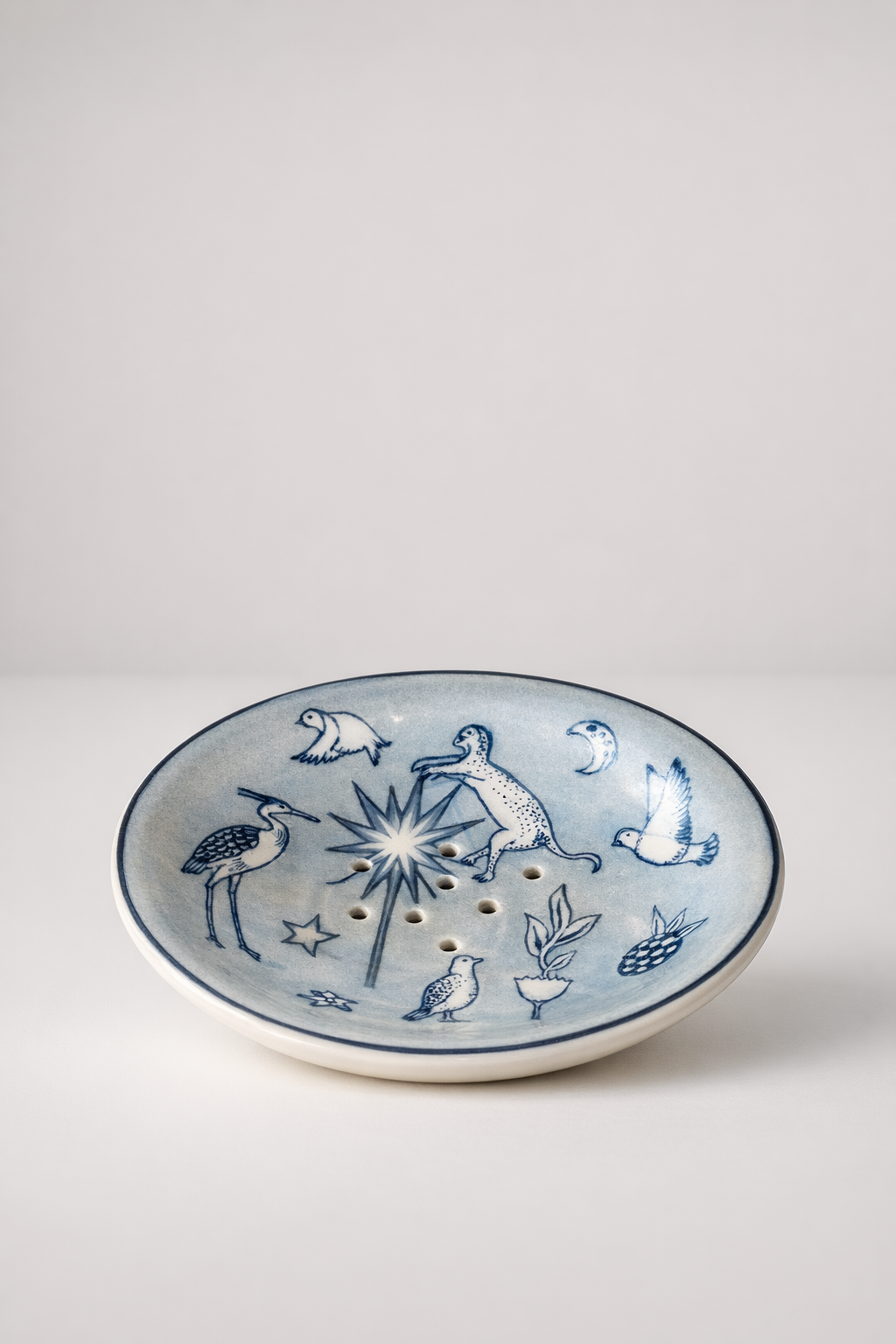 Blue & White Tiger Moon Soap Dish