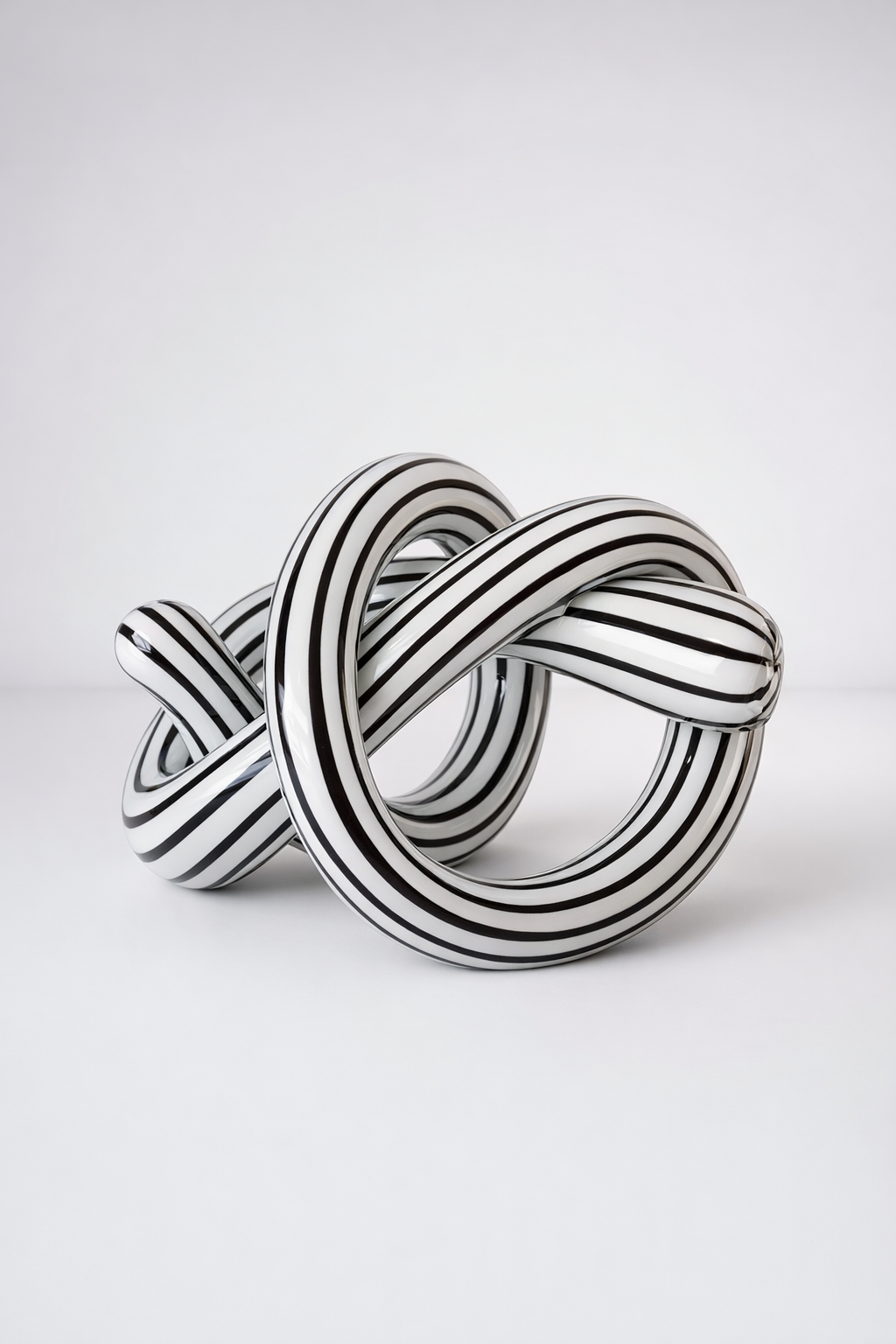 Extra Large Black & White Stripped Glass Knot