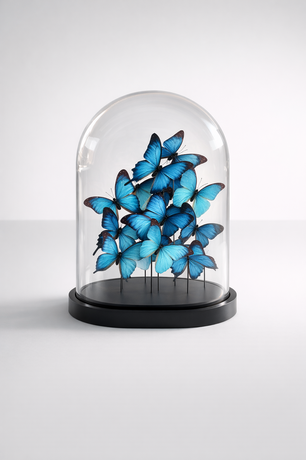 Extra Large Glass Dome Blue Butterflies
