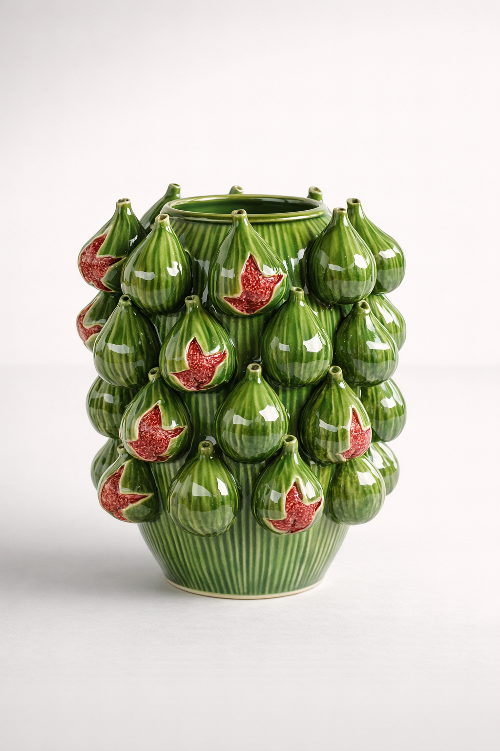 Large Dark Green Fig Ceramic Vase