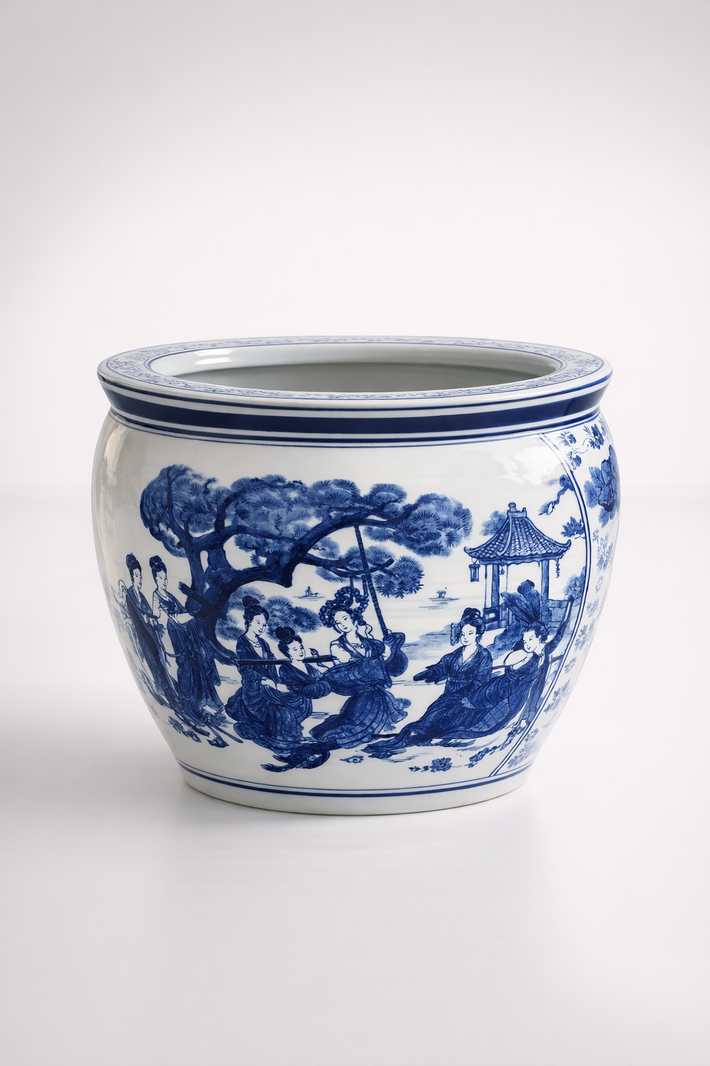Extra Large Blue & White Ceramic Planter