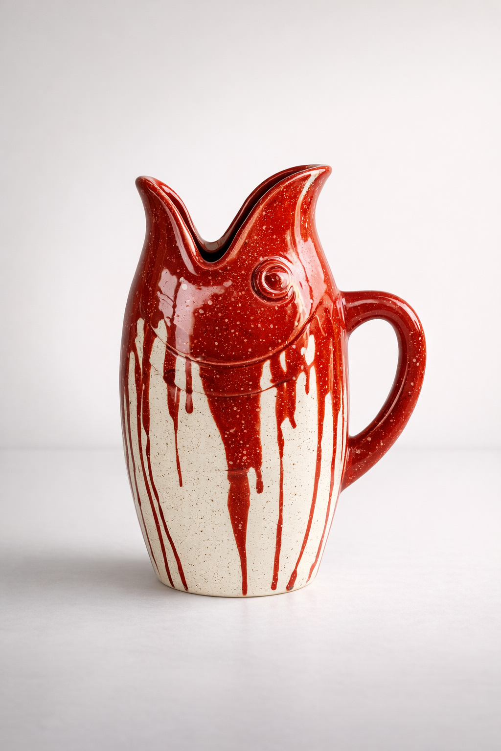 Large Red Fish Ceramic Vase