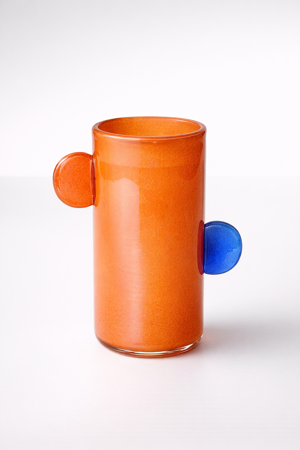 Orange Glass Vase Blue, Orange Handles