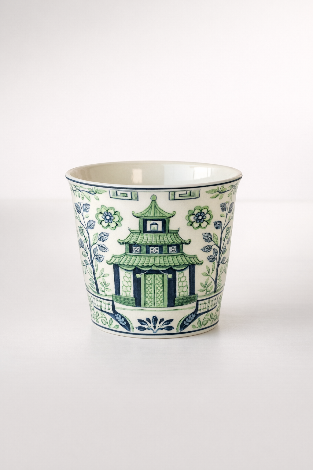 Small Round Blue & Green Pagoda Planter