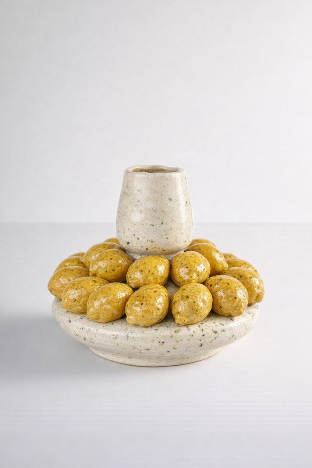 Yellow Lemon & Cream Speckled Vase