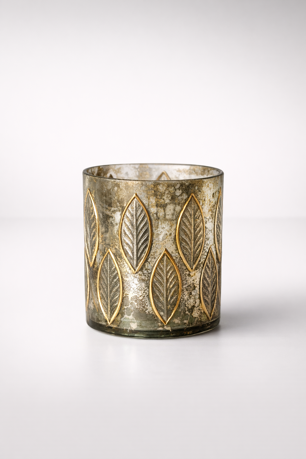 Antique Gold Leaf Etched Glass Vase