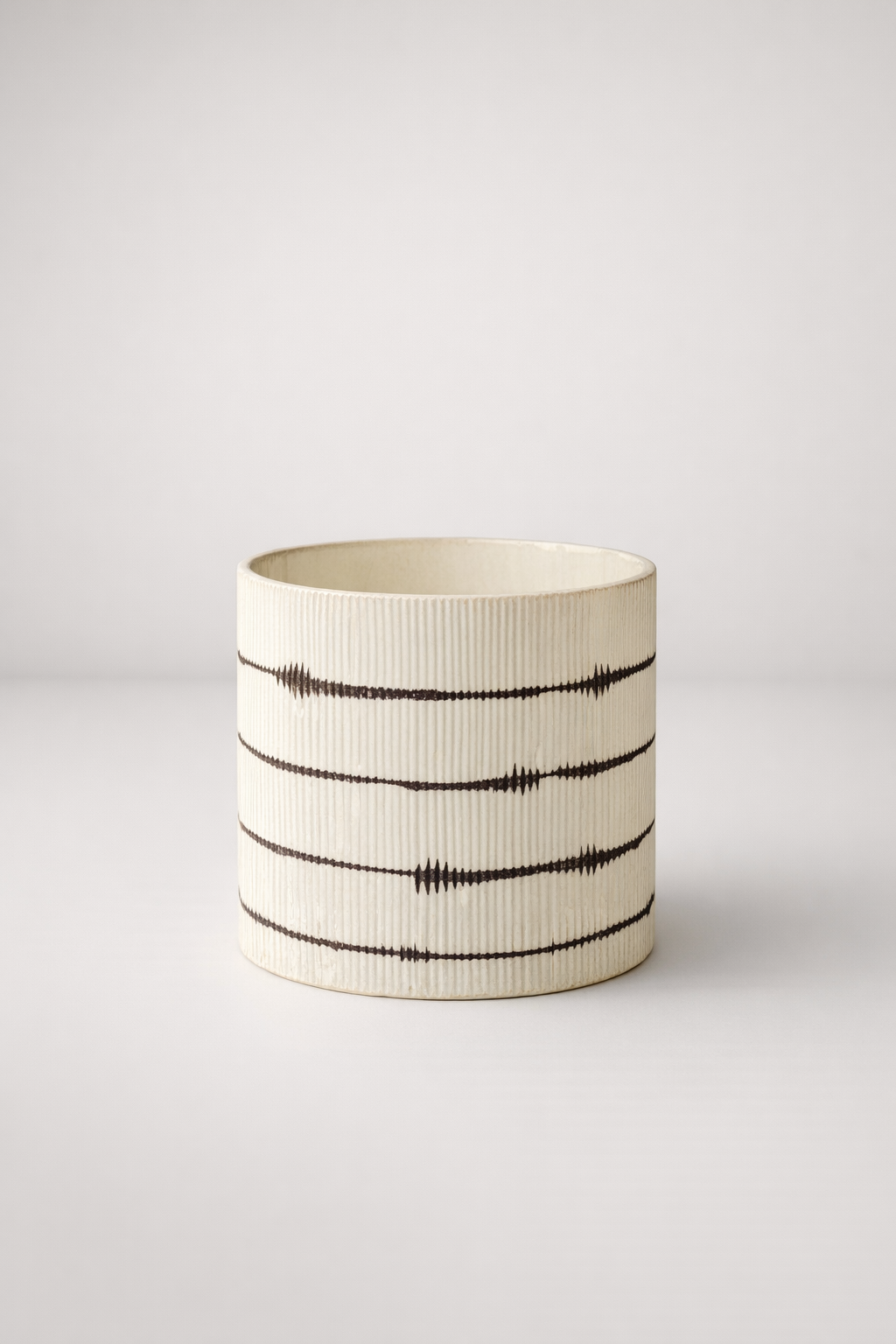 White & Black Ribbed Glass Vase