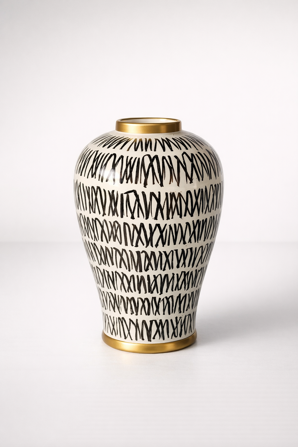 White With Black Design Vase