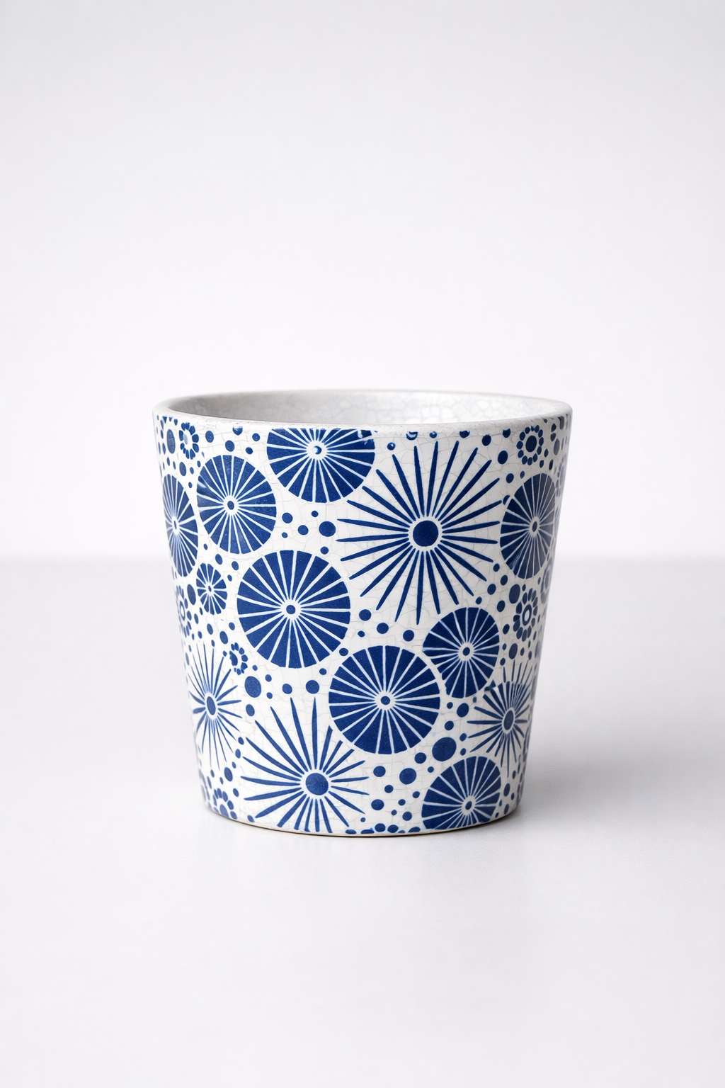 Blue Round Sunburst Planter