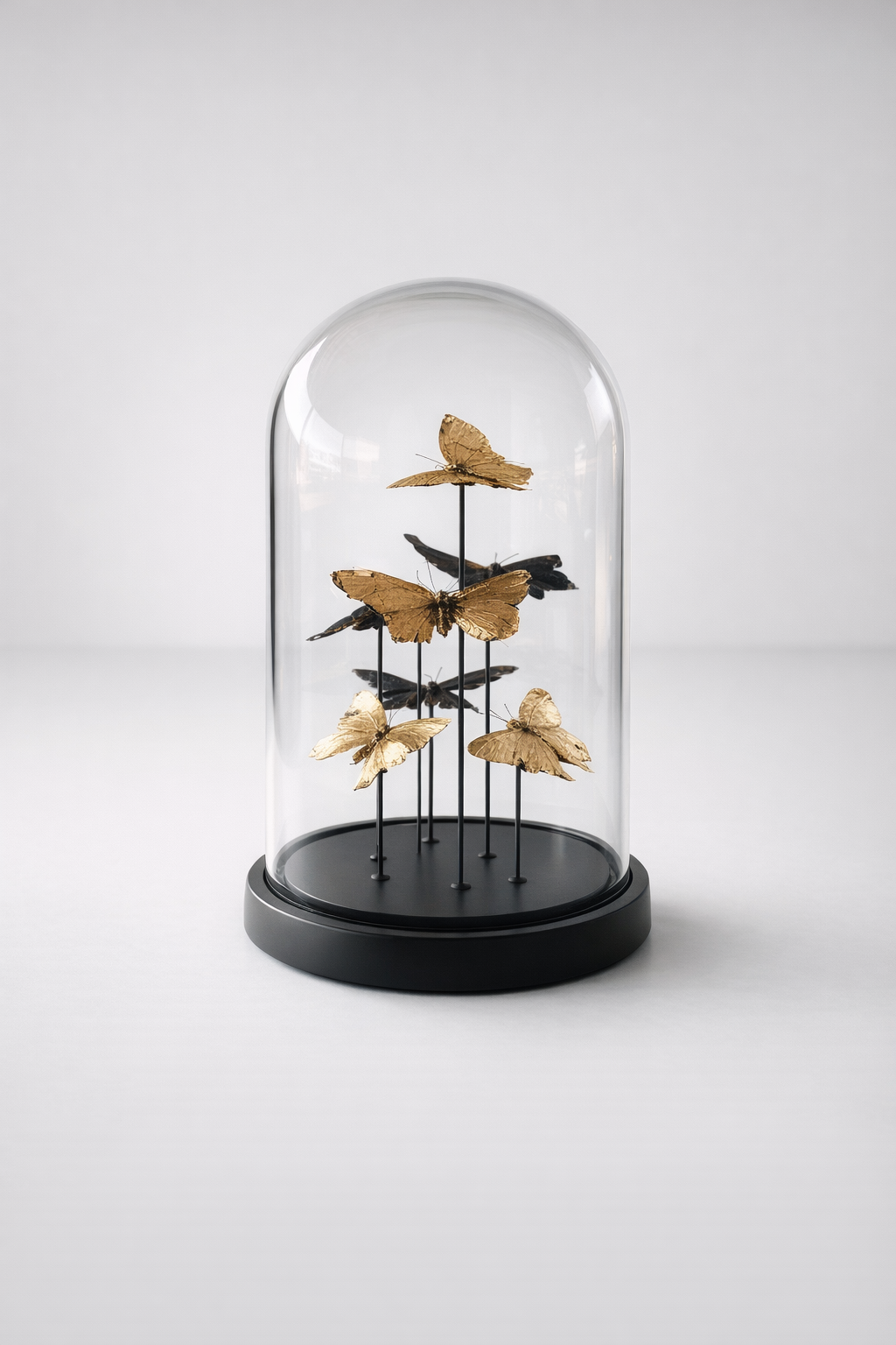 Small Glass Dome Gold Butterflies