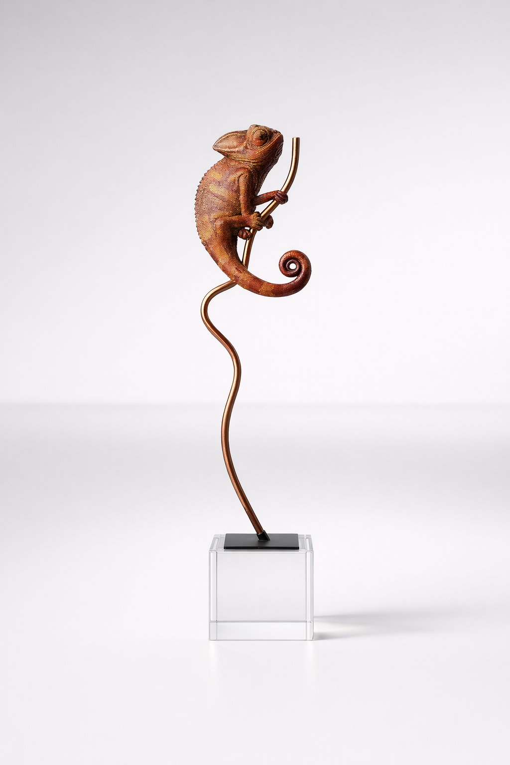 Red & Brown Chameleon On Crystal Base