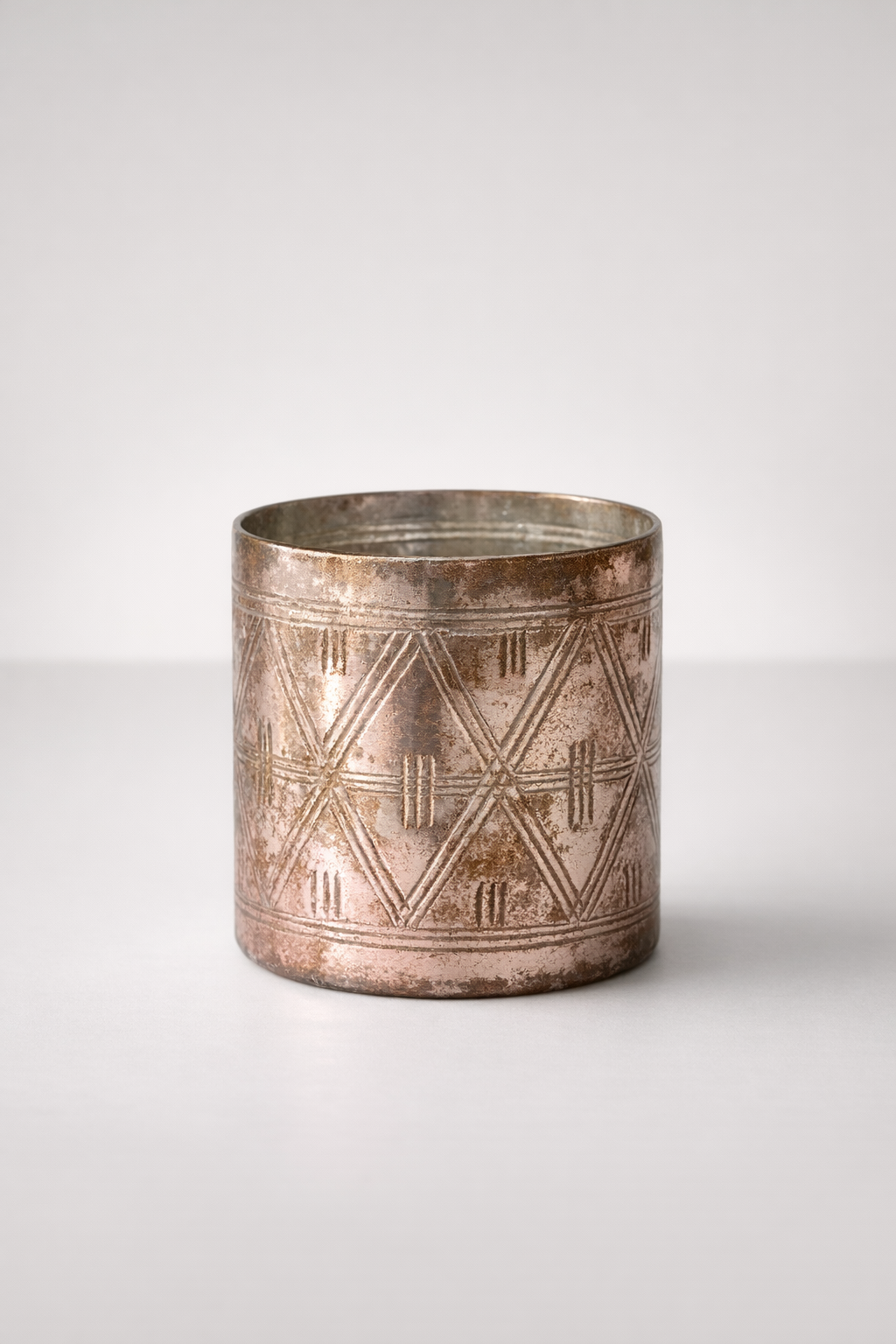 Medium Pink Glass Etched Vase