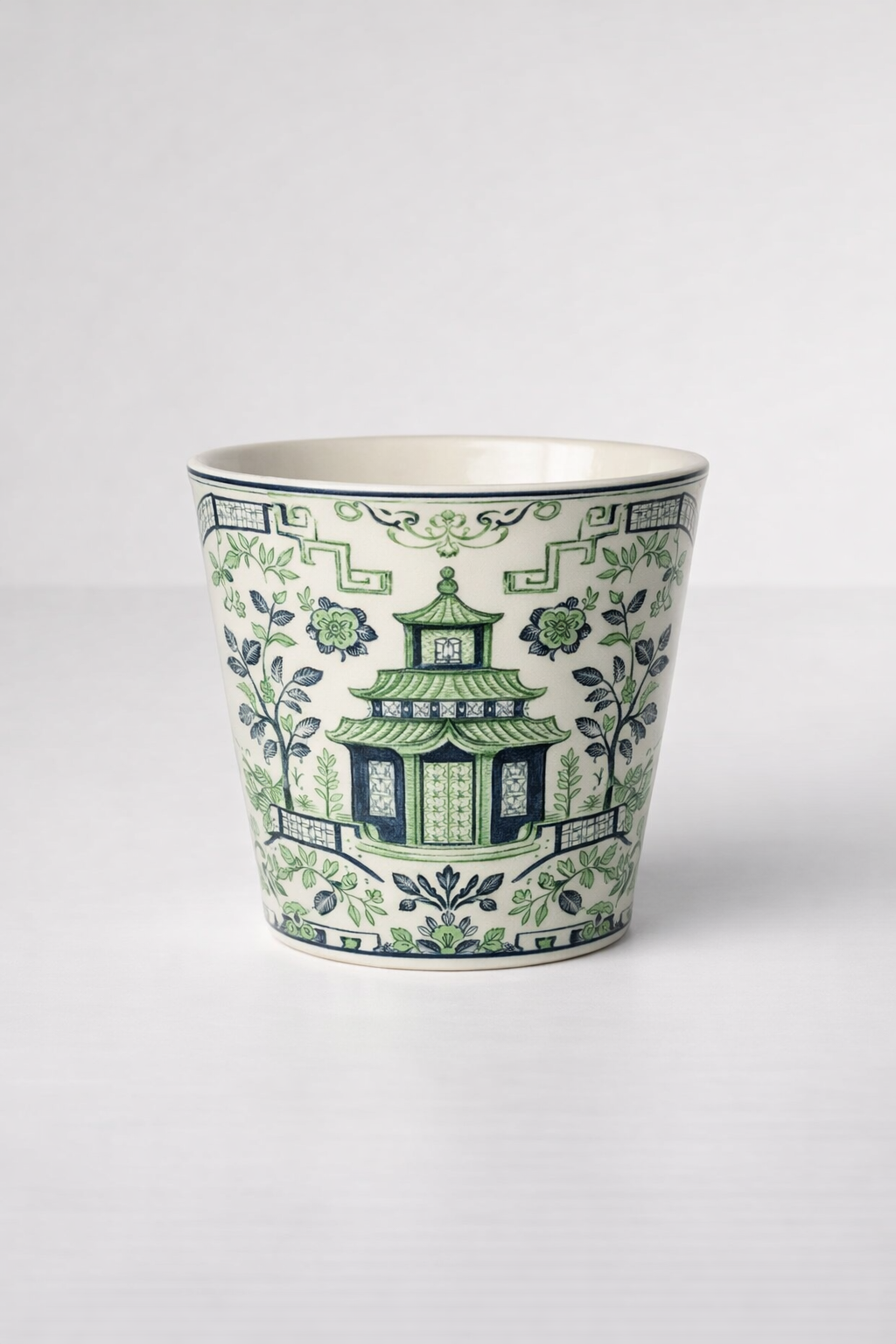 Small Round Green & Blue Pagoda Planter