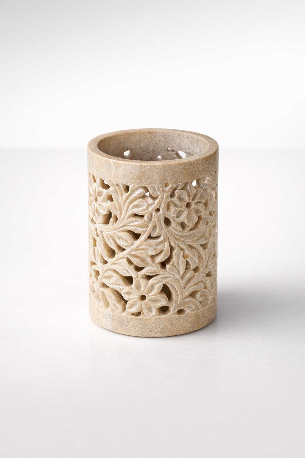 Beige Soap Stone Cutout Tumbler