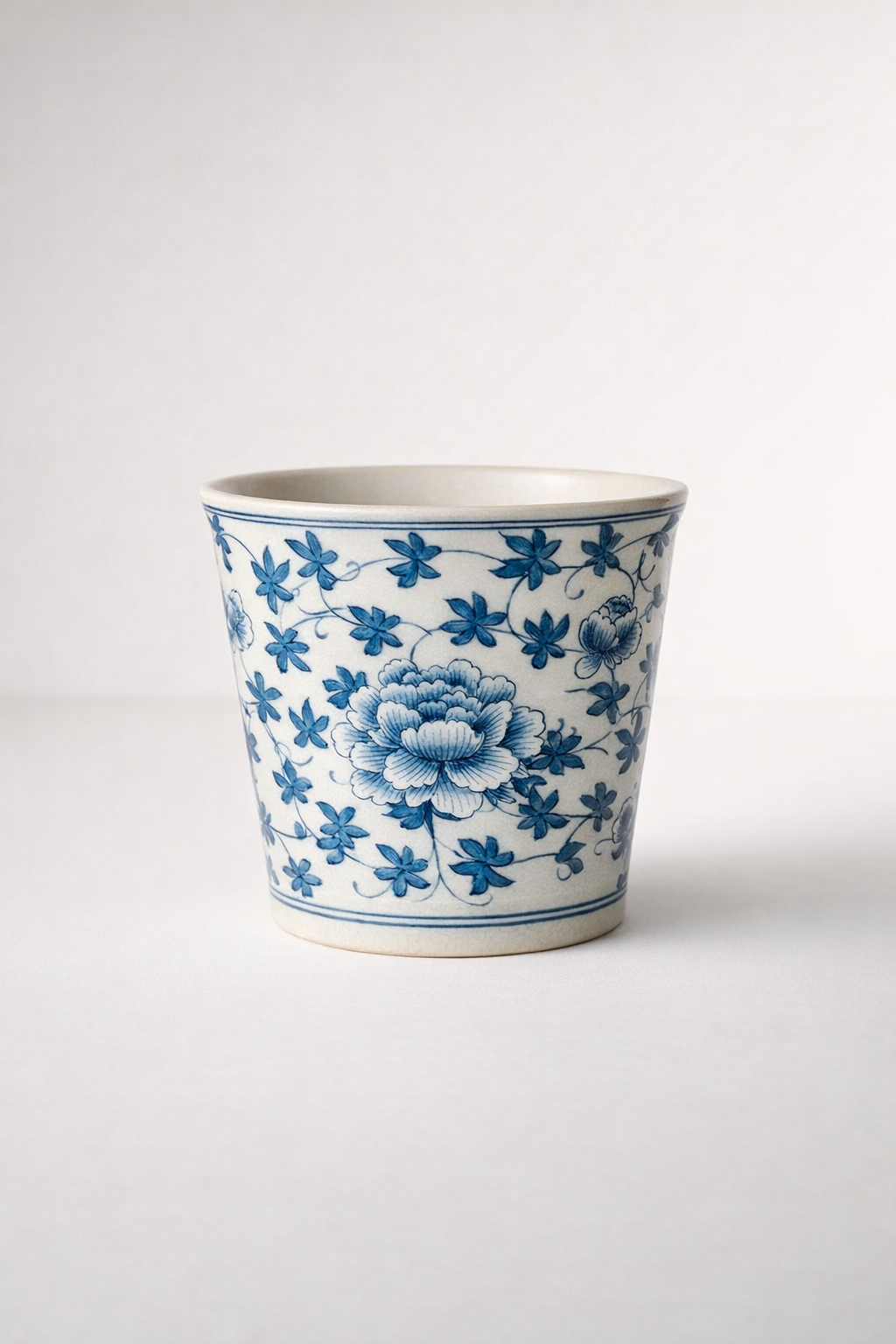 Large Blue Floral Planter