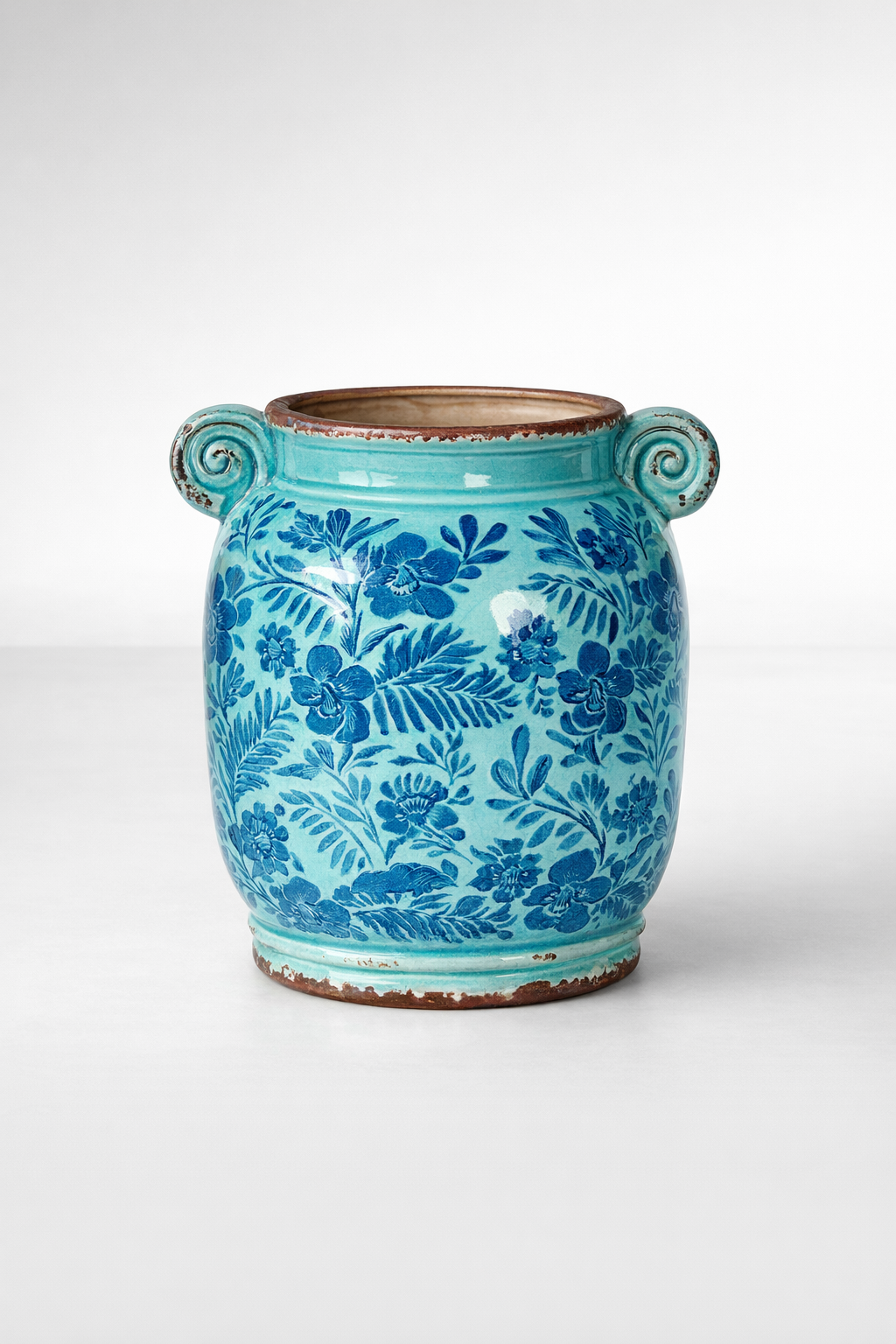 Turquoise & Navy Ceramic Pot