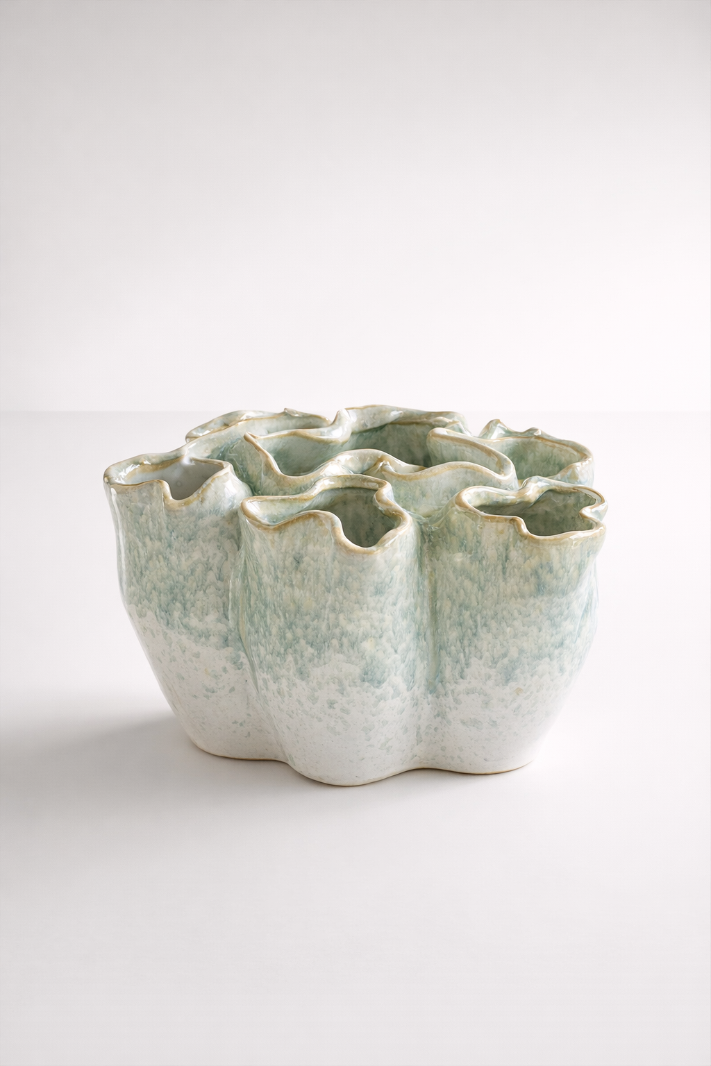Pale Blue Pleated Ceramic Vase