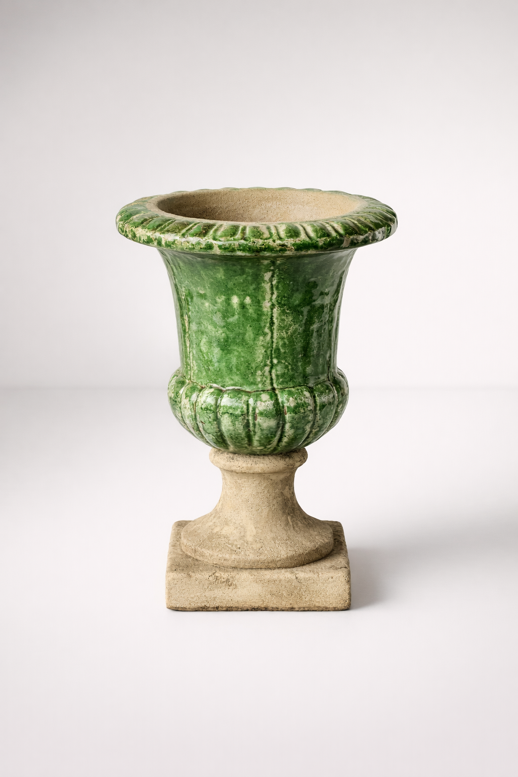 Green & Cement Distressed Urn
