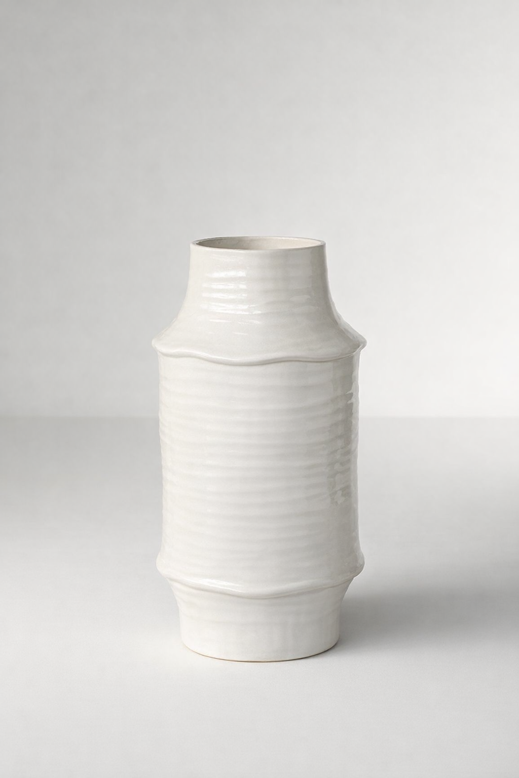 Very Tall White Glazed Jar