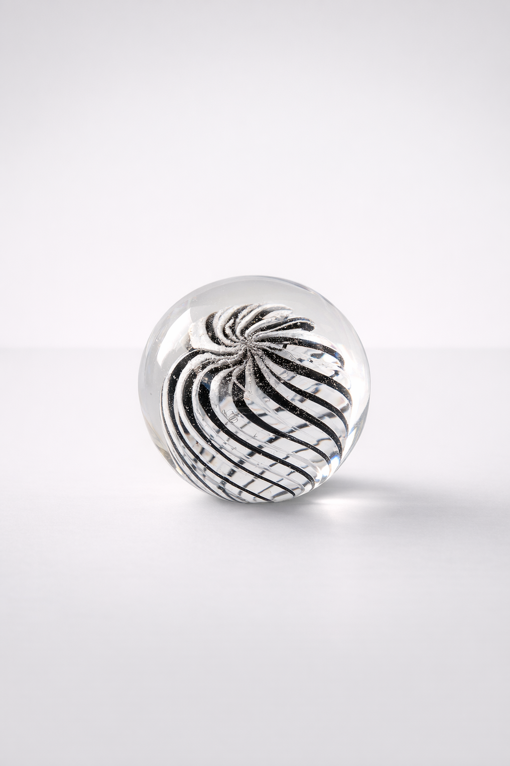 Medium Black & White Swirl Glass Paperweight