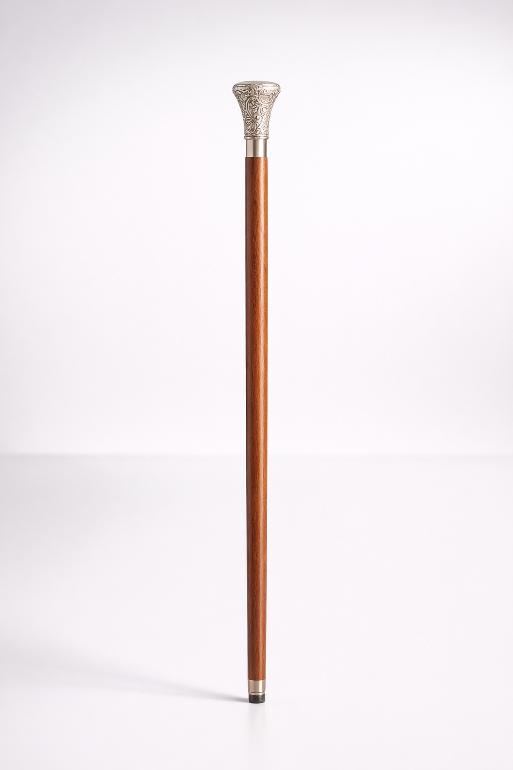 Brown Wooden Walking Stick Silver Knob