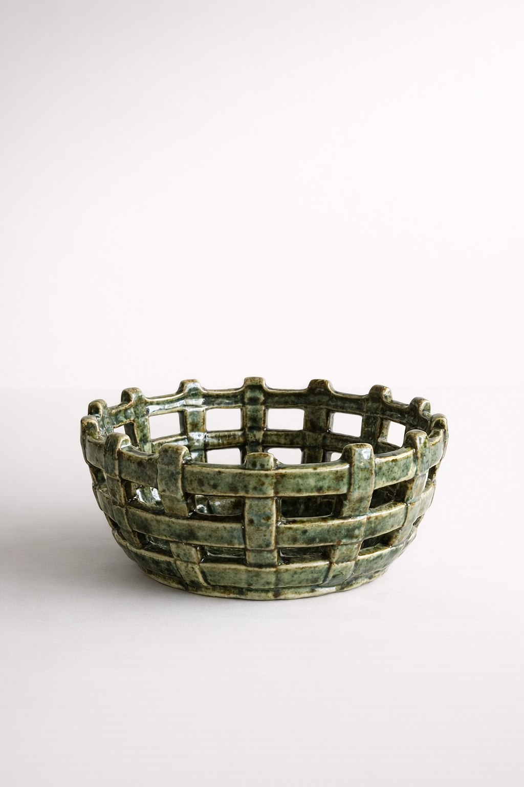 Dark Green Ceramic Weave Bowl