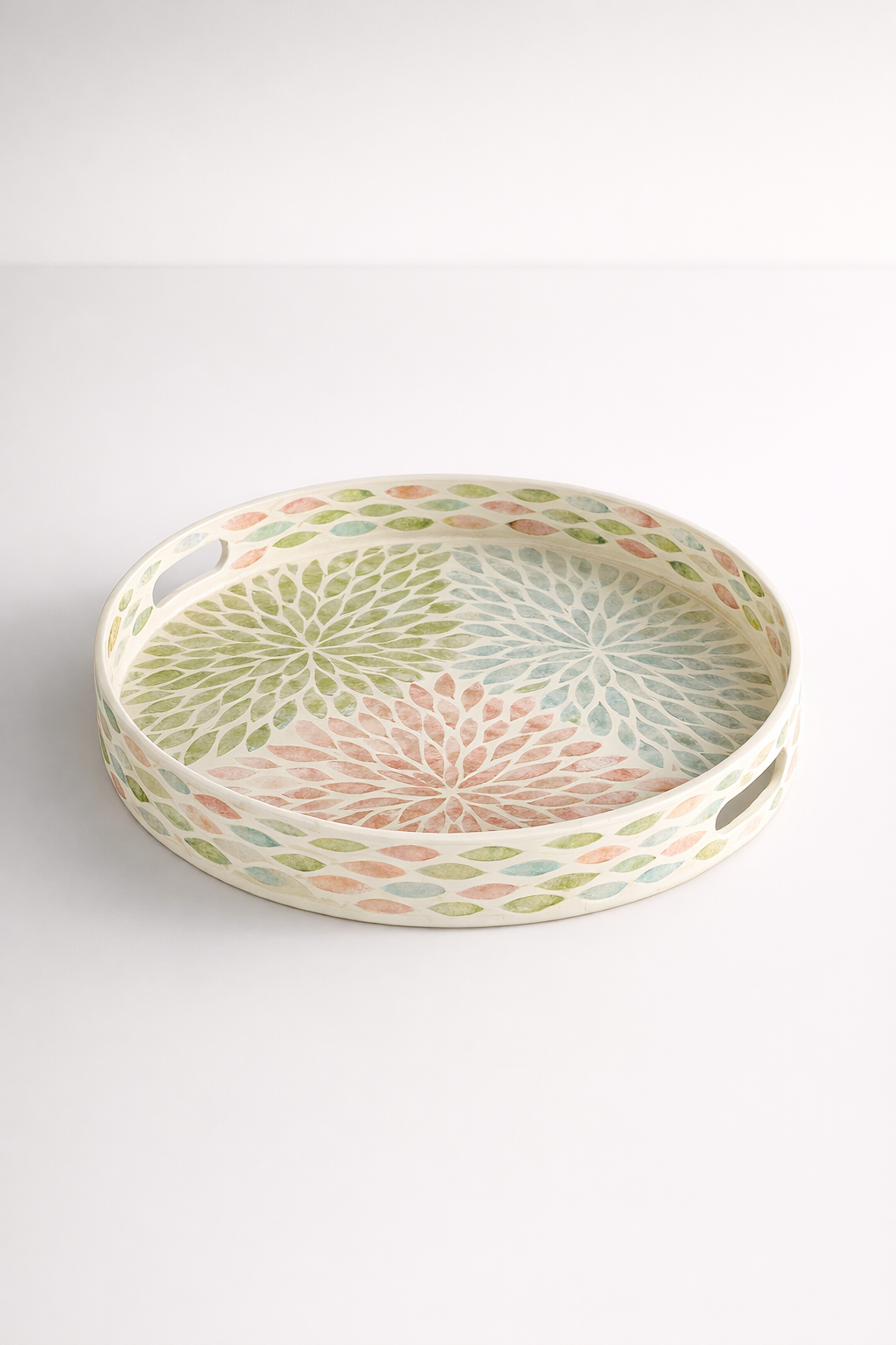Round Pink & Green Capaz Tray