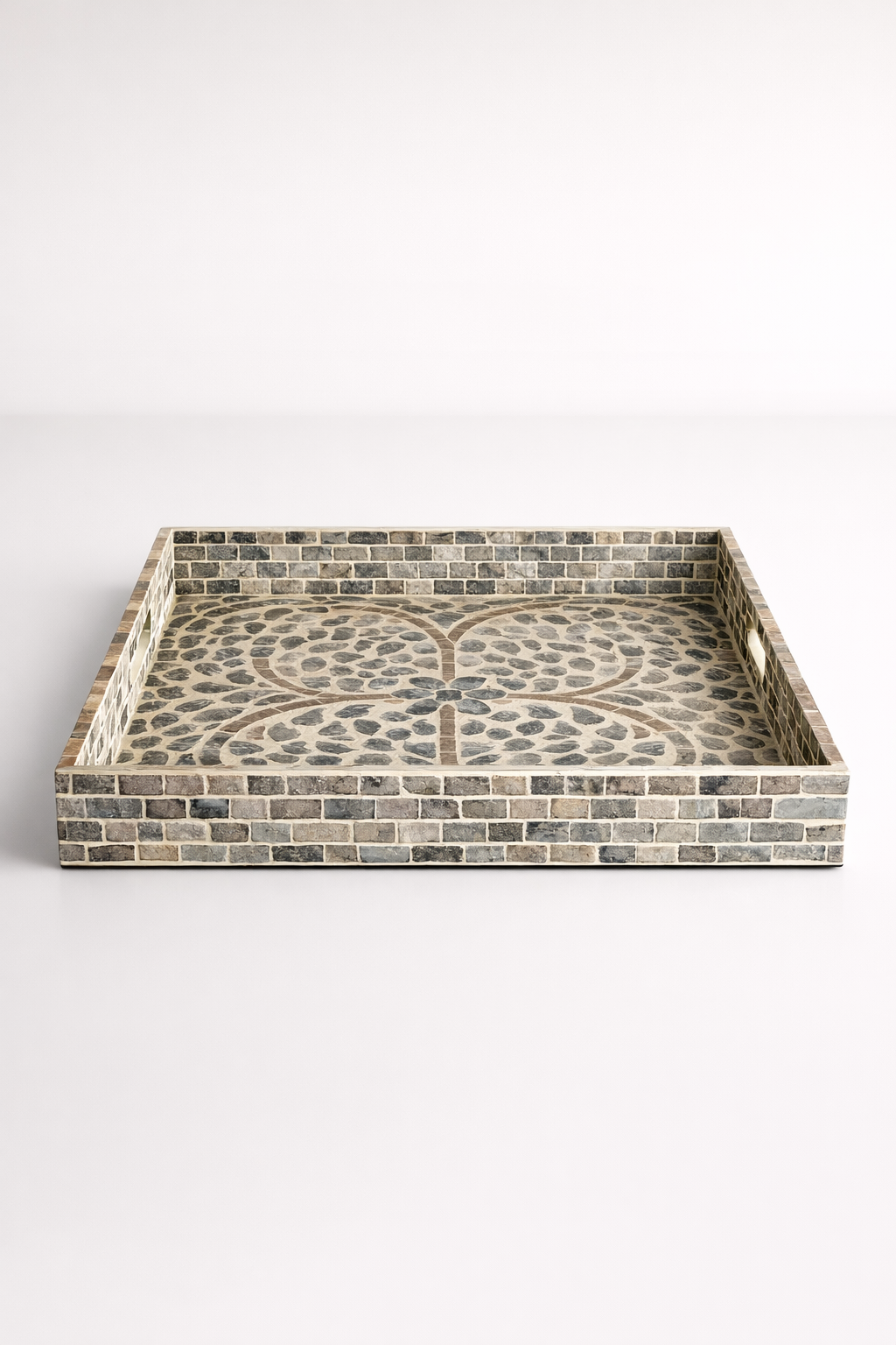 Inlaid Capaz Tray Rect Charcoal