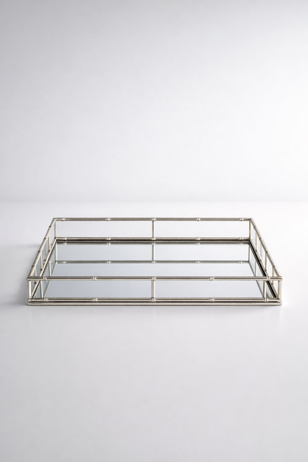 Silver Bamboo Metal Tray