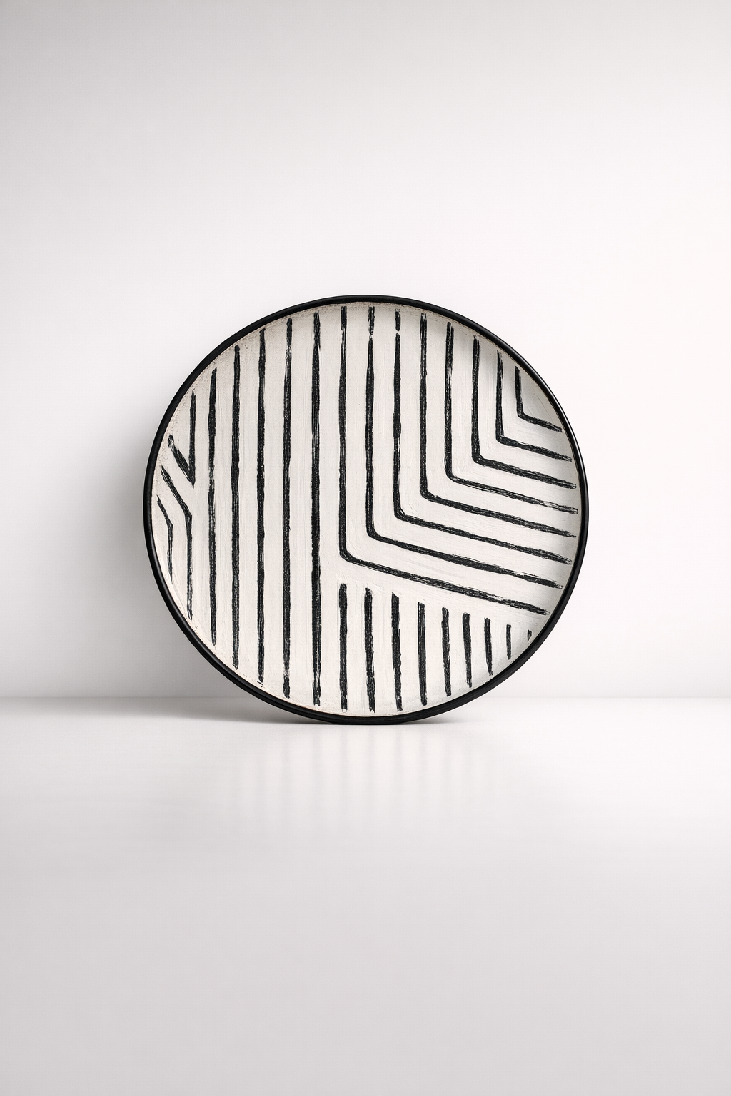 Large Black & White Tin Plate